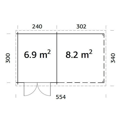 Palmako Ella Blockbohlenhaus aus Fichtenholz in Hellbraun mit Flachdach B/H/T: 532 x 214 x 300 cm - Bild 3