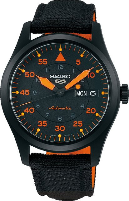 Seiko 5 Sports Automatik Herrenuhr, Edelstahl, Leder, 39 mm, 10 ATM - Bild 1