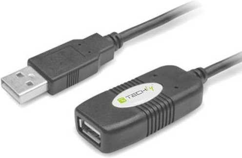 TECHly USB-Verlängerungskabel USB-A Buchse auf USB-A Stecker in Schwarz - Bild 1