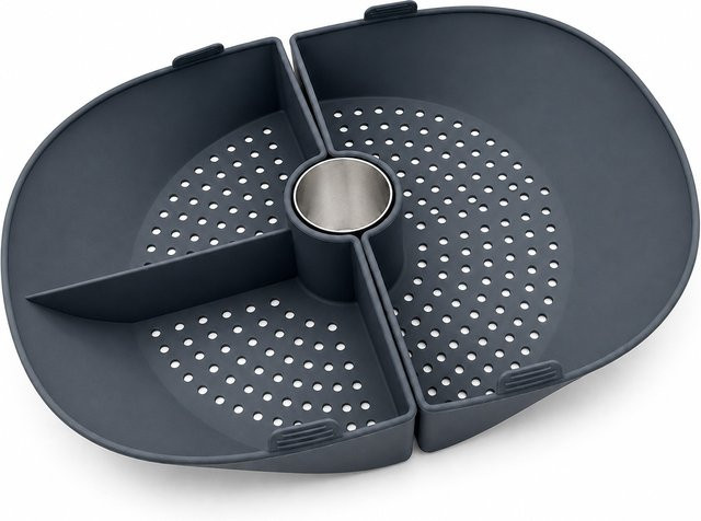 Geteilte Silikon-Dämpfschale für Monsieur Cuisine Connect Smart Trend, 2-teiliger Dämpfeinsatz mit Edelstahlring, Grau - Bild 1