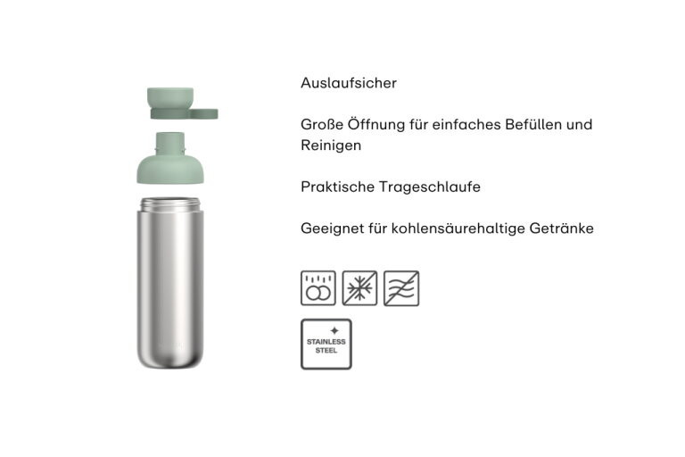 Mepal Vita Edelstahl Trinkflasche 900 ml Schwarz Silber - Bild 2