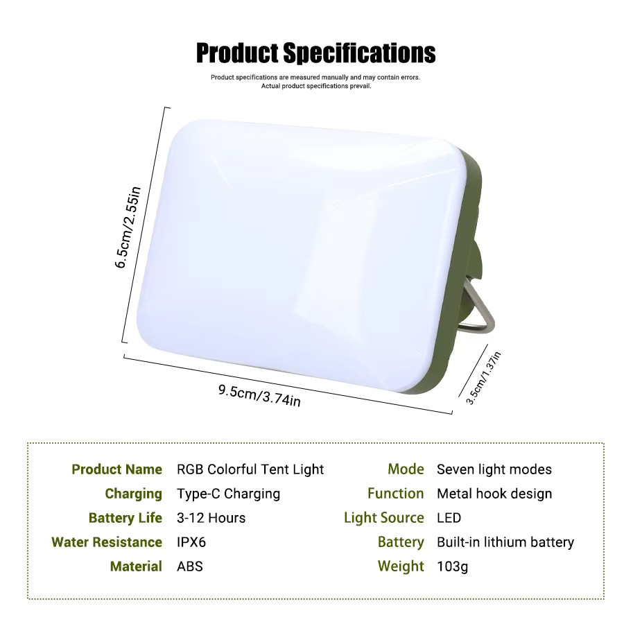 XIWANGFIRE Wiederaufladbare Campinglampe in Grün mit Haken und COB-LED, wasserdichte Laterne für Zelt und Outdoor-Aktivitäten - Bild 5