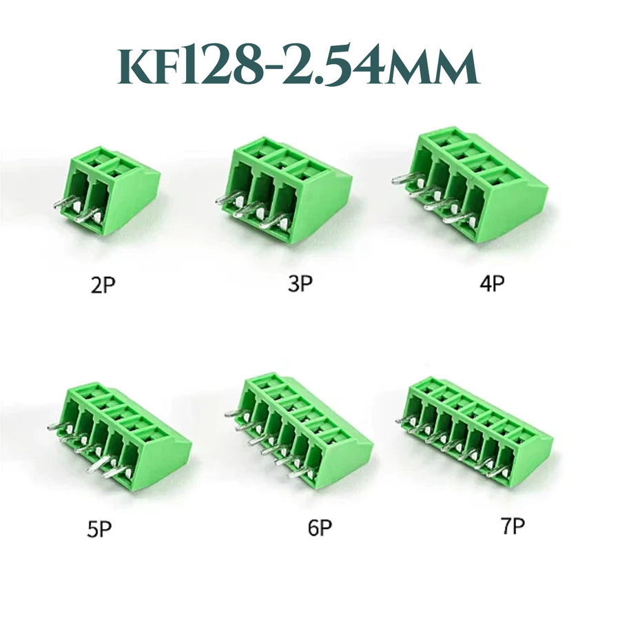 KF128 Mini PCB Schraubklemmenblock Anschluss für Drähte mit 2,54 mm Pitch in Grün - Bild 4