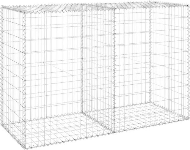 vidaXL Gabionenwand mit Abdeckung aus verzinktem Stahl in Silber, B/T/H: 150 x 60 x 100 cm - Bild 1