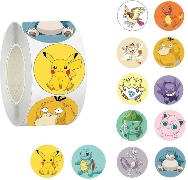 TAKARA TOMY Pokemon Pikachu Cartoon Anime Aufkleber, 500er Rolle - Bild 1