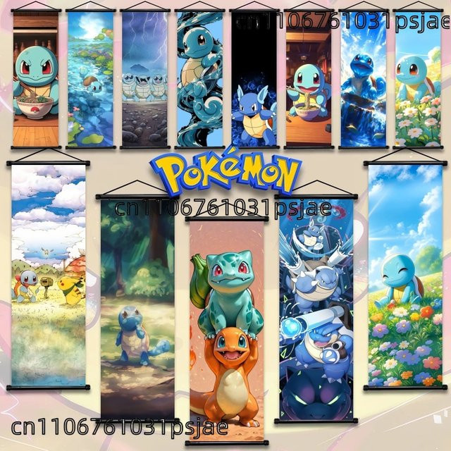 TAKARA TOMY Squirtle Wanddekor als hängendes Scroll-Element für dein Kinderzimmer - Bild 1