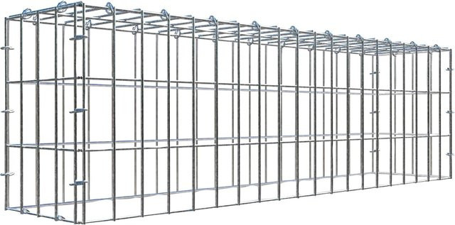 Gabiona Anbaukorb Typ 3 mit C-Ringen in Silberfarben, B/T/H: 100 x 30 x 20 cm, Maschenweite 5 x 10 cm - Bild 1
