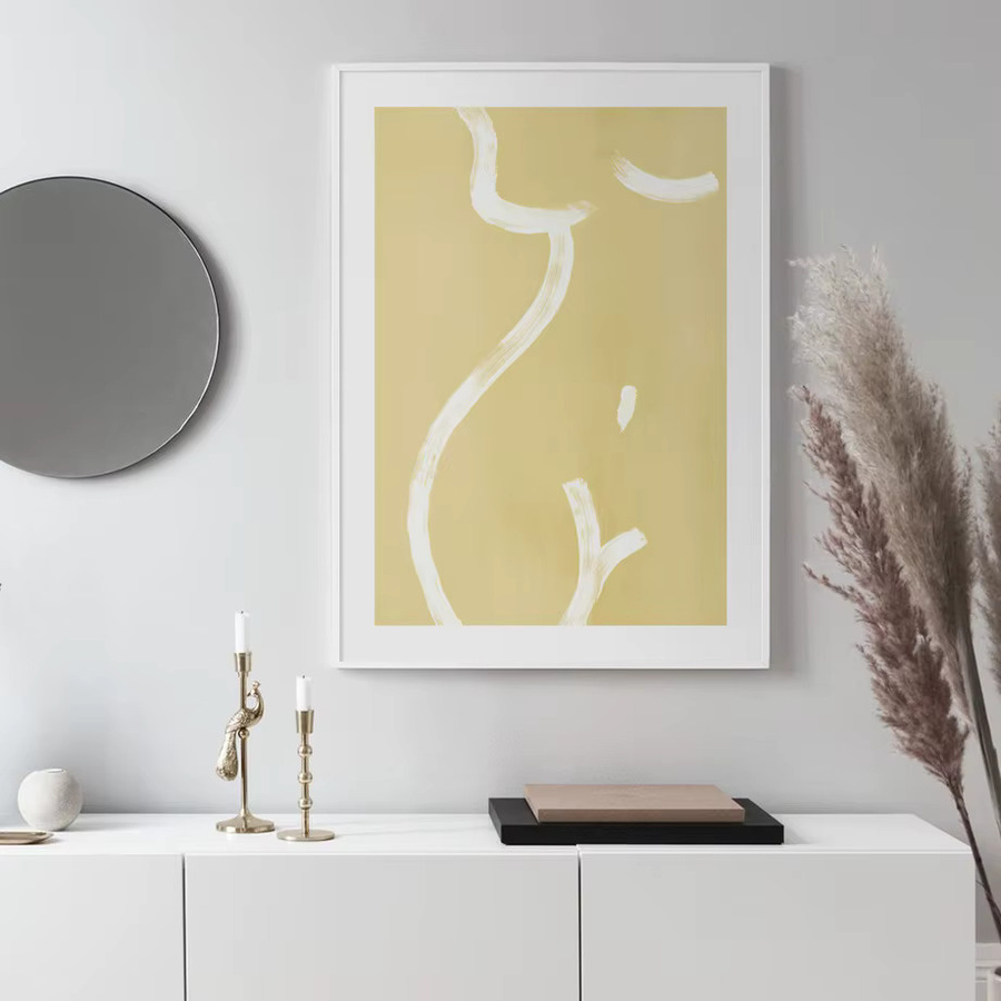 Potdemiel Wandkunstdruck Leinwand mit gelben Dahlien und Craspedia im Nordic-Stil für dein Wohnzimmer - Bild 2