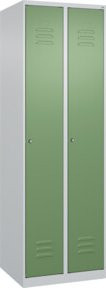 C+P Wäsche-Spind Classic PLUS mit 2 Abteilen, Stahlkonstruktion, Lichtgrau und Resedagrün, H x B x T: 185 x 60 x 50 cm - Bild 1