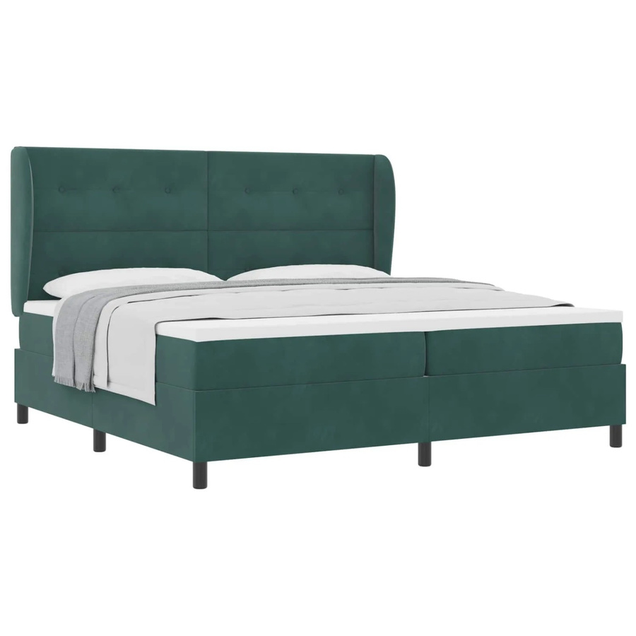 vidaXL Boxspringbett mit Matratze aus Samt in Grün, B/T: 200 x 200 cm - Bild 2