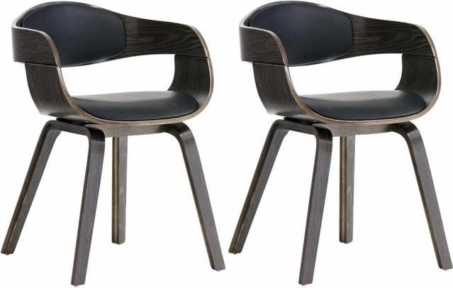 2er Set DELUKE LONDON Konferenzstühle aus Kunstleder mit Holzgestell in Schwarz/Grau, H x B x T: 73 x 49 x 46 cm - Bild 1