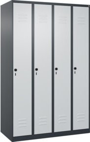 C+P Spind Classic PLUS Garderobenschrank mit 4 Abteilen, Farbe Anthrazitgrau/Lichtgrau, B/T/H: 120 x 50 x 185 cm - Bild 1