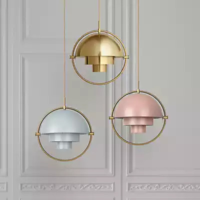 Gubi Multi-Lite Pendelleuchte in Messing und Rosa mit Durchmesser: 32 cm - Bild 1