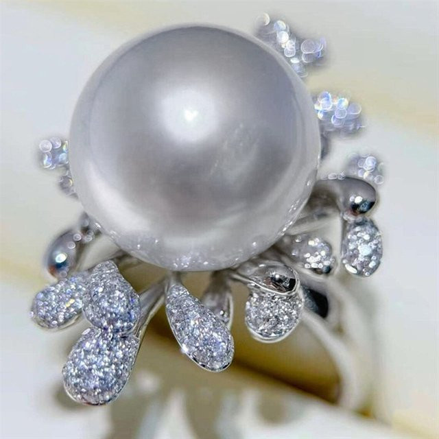 Huitan Ring, Silber, Perle, Zirkonia, Damen - Bild 1