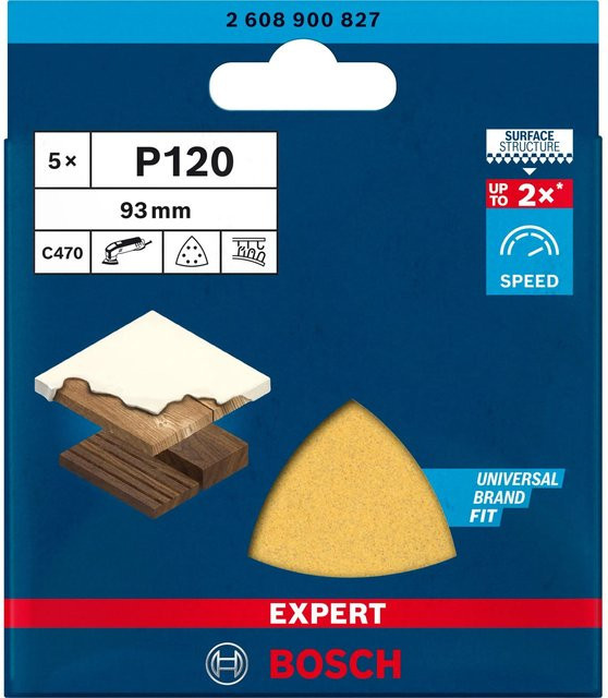 Bosch Expert C470 Deltaschleifpapier gelocht Körnung 120 B: 9,3 cm x B: 9,3 cm, 5 Stück - Bild 2