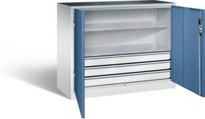 C+P Werkzeugschrank Acurado mit Türen, Front Fernblau, Korpus Lichtgrau, H x B x T: 100 x 120 x 50 cm - Bild 1