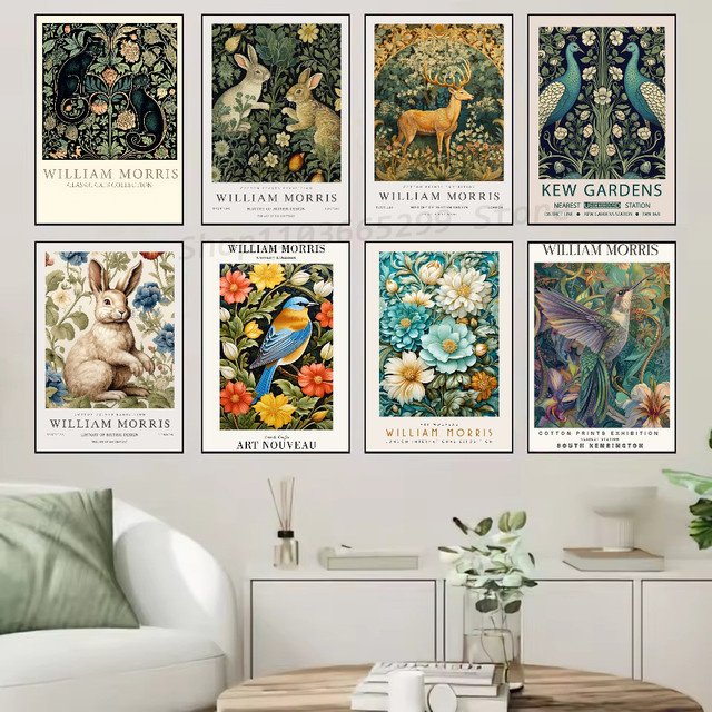 William Morris Baum des Lebens Katzen Wandposter selbstklebend wasserfestes Papier für die Wanddekoration - Bild 1