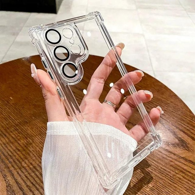 Luxus Vergoldung Transparentes Schutzcase für Samsung Galaxy S24 S23 S22 Ultra Plus Stoßfeste Armor Hülle mit harter Rückseite - Bild 1