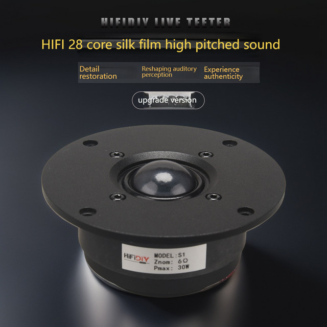 HIFIDIY LIVE S1 HiFi 4-Zoll-Hochtöner-Lautsprechereinheit mit transparenter Seidenmembran, 6 Ohm, 30W, Schwarz - Bild 1