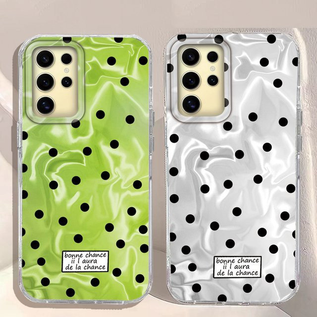 Handyhülle FunYudas mit schwarzer kreisförmiger Punkt-Wasser-Textur für Samsung Galaxy S24 S23 S25 S22 S21 S20 FE Ultra Plus Edge aus TPU in Schwarz und Grün - Bild 1