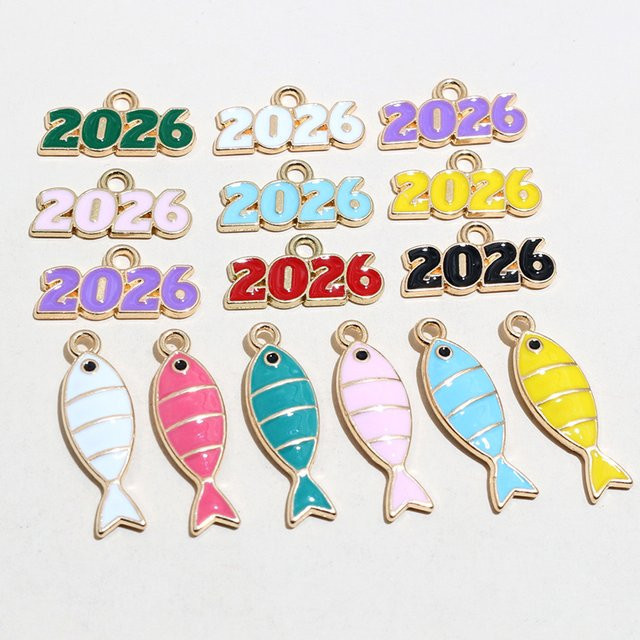 Wadsfred Charms Anhänger Emaille Fisch, Messing, Bunt, Unisex - Bild 1