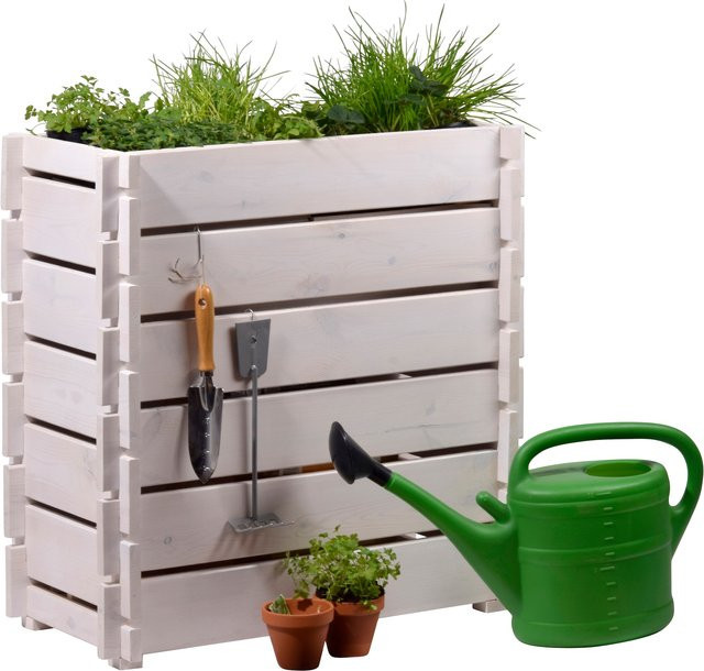 Dobar Hochbeet mit Stecksystem aus Kiefer in Weiß, B/T/H: 79 x 37 x 79 cm, FSC-zertifiziert - Bild 2