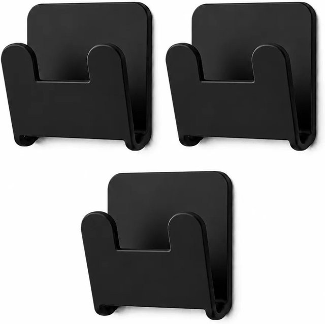 Radius Design 3er Set selbstklebende Wandhaken aus Aluminium in Schwarz, B/T/H: 75,0 x 57,0 x 44,0 cm - Bild 1