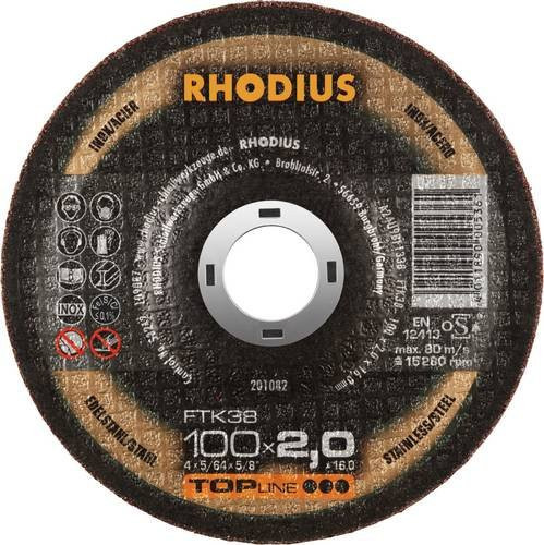 Rhodius FTK38 201082 Trennscheiben-Set für Edelstahl und Stahl, 25 Stück, Schwarz - Bild 1