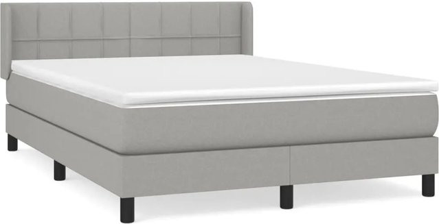 vidaXL Boxspringbett mit Matratze Hybrid-Design in Hellgrau, B/T/H: 140 x 190 cm - Bild 1