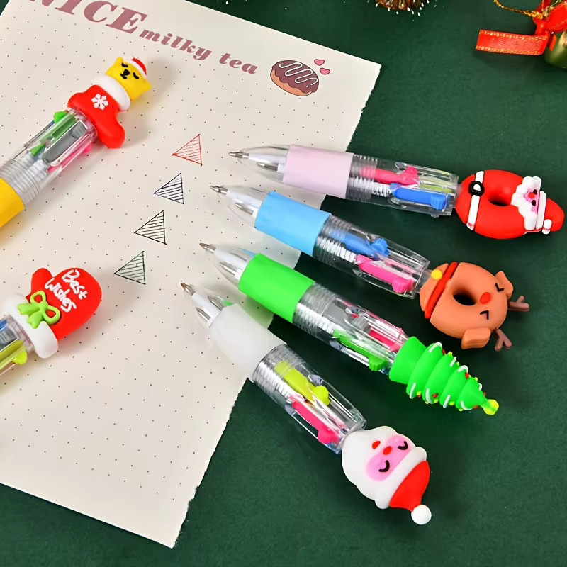 Niedrige Mini-Weihnachtskugelschreiber in Mehrfarben mit verschiedenen Designs für sanftes Schreiben - Bild 3
