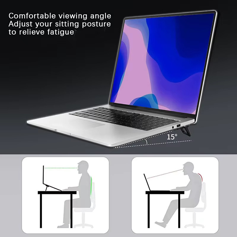 Tragbarer Laptop Stand aus ABS in Schwarz als Notebook Halter und Tastatur Unterstützung - Bild 3