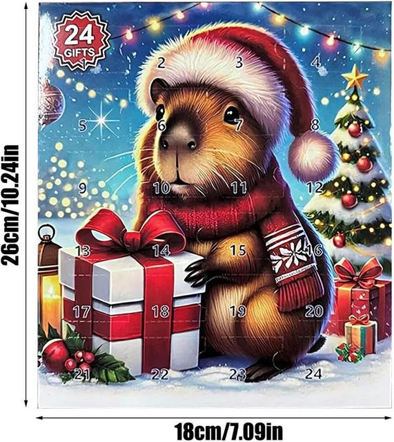 Weihnachtskalender Capybara Adventsspielzeug für Kinder mit entzückenden Figuren in Mehrfarbig - Bild 1