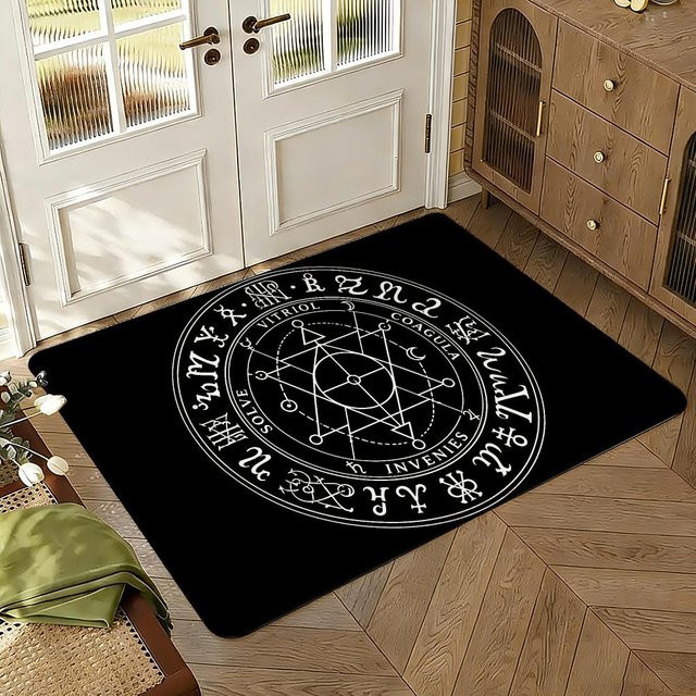 Rouxin fifteen Fußmatte Pentagramm Sonnenmuster Magischer Kreis in Schwarz, B/T: 80 x 50 cm - Bild 1