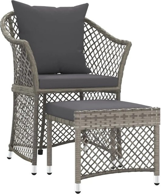vidaXL 2-tlg Garten-Lounge-Set Modell 3 aus Poly Rattan und Stahl in Grau mit Kissen - Bild 1