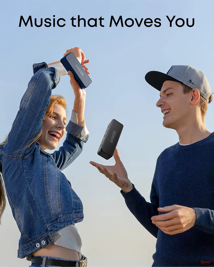 Anker SoundCore 2 Bluetooth Lautsprecher mit Dual Bass Treibern und IPX7 Wasserschutz in Schwarz - Bild 6