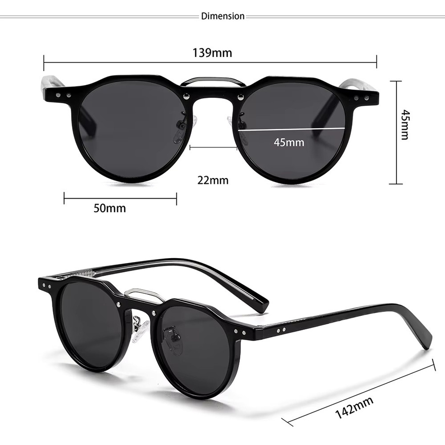 CATERSIDE Sonnenbrille Runde, Vollrand, Schwarz, Unisex - Bild 3