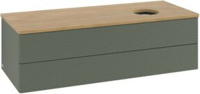 V&B Antao Waschtischunterschrank mit Frontstruktur und LED-Beleuchtung, Wandmontage, Farbe: Grün, B/T/H: 120 x 50 x 36 cm - Bild 1