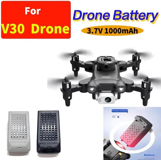 4DRC V30 Mini Drohne Ersatzakku mit 1000 mAh und 3,7 V in Schwarz - Bild 1