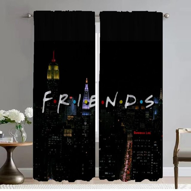 Friends TV Verdunklungsvorhänge für Schlafzimmer und Wohnzimmer, 2 Paneele, Farbe: Schwarz, B: 50 cm, H: 70 cm - Bild 1
