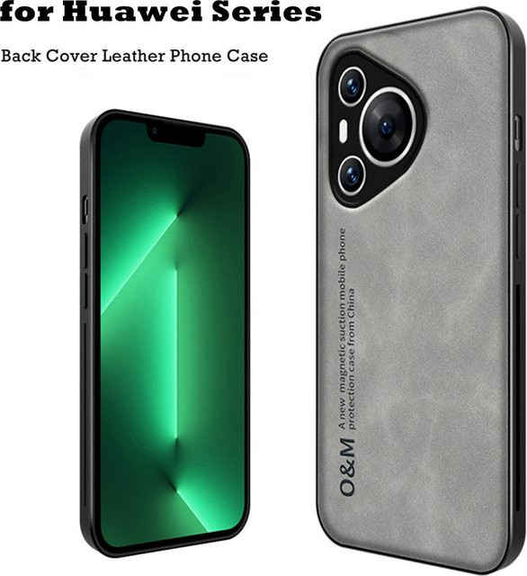 Retro Leder Handyhülle für Huawei P60 Pura 70 80 90 Pro Max Mate Nova 15 14 Ultra mit integriertem Magnet Gehäuse in Blau - Bild 1