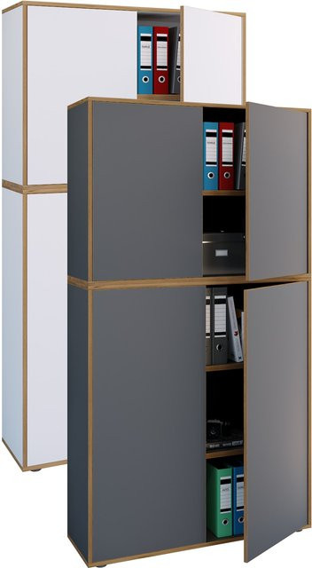 VCM Büroschrank Salia aus Holz mit 5 Fächern und zwei Drehtüren, Breite: 100 cm, Höhe: 183 cm - Bild 1