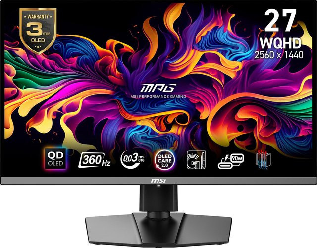MSI MPG 271QRXDE QD-OLED Gaming-Monitor, 26,5 Zoll, WQHD, 360 Hz, Schwarz - Bild 2