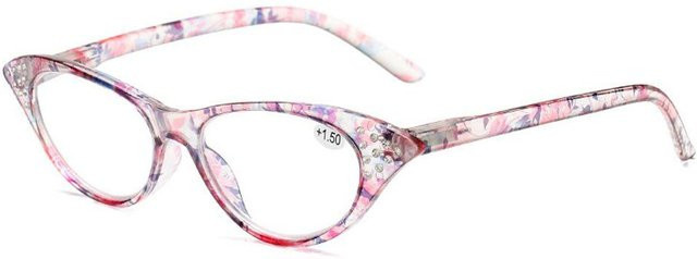 Beijingchuan Lesebrille Damen, Cat-Eye, Vollrand, Kunststoff, rosa - Bild 1