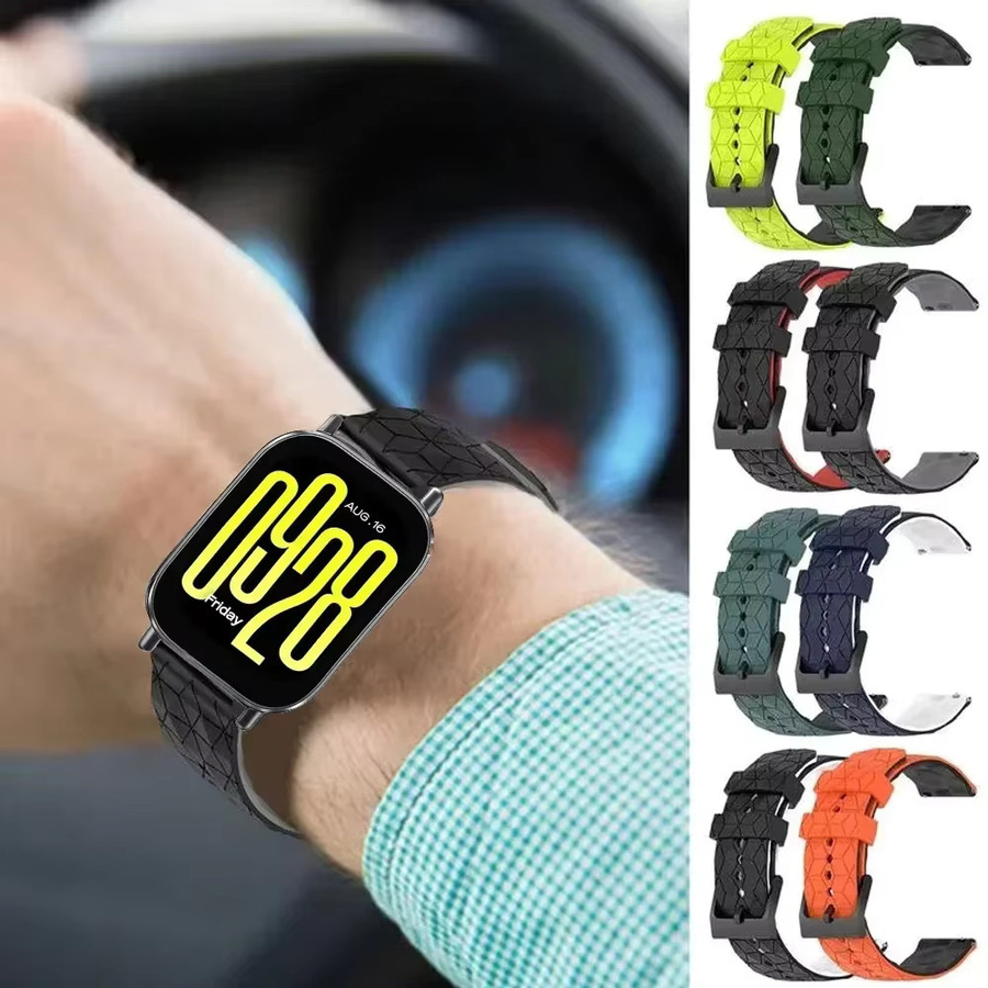 Xiaomi Uhrenarmband Silikon, Schwarz, 22 mm, 20 mm, Football Pattern - Bild 4