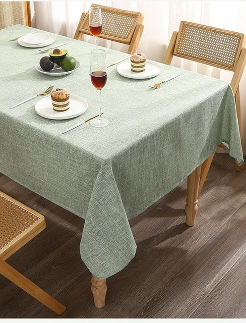 Wasserdichte Tischdecke von WW Clothing aus Baumwoll-Leinen-Mischung in Grün, rund, Durchmesser: 140 cm - Bild 1