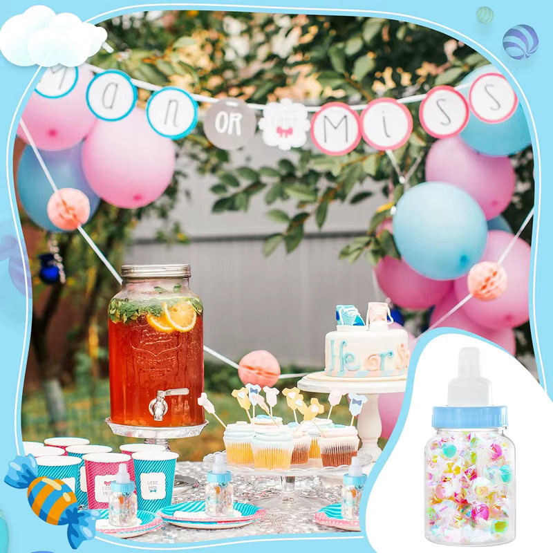 ZQNYCY Babyparty Flaschen Geschenkboxen aus Kunststoff, 12 Stück, Blau und Rosa, Zubehör für Kindergeburtstag und Gender Reveal Partys - Bild 2
