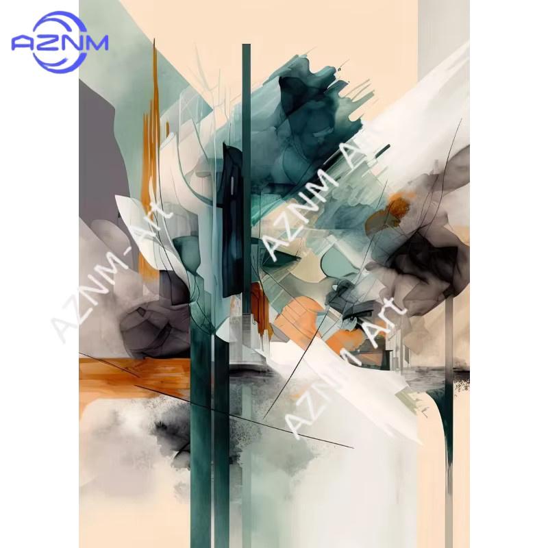 AZNM Abstrakte Wandkunst Klassische Ölgemälde als HD Leinwanddruck in Multicolor - Bild 3
