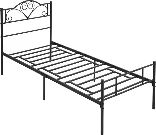 HOMCOM Einzelbett aus Stahl mit Lattenrost und Unterbettaufbewahrung, Schwarz, B/T/H: 90 x 200 x 31 cm - Bild 1