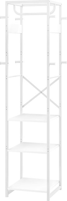 HOMCOM Kleiderständer mit Kleiderstange und 3 offenen Regalen aus MDF und Metall, Weiß, B/T/H: 38,5 x 30 x 170 cm - Bild 1