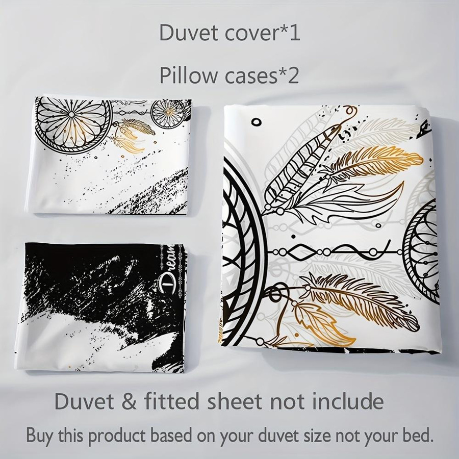 Traumfänger Bettwäsche-Set Your Warm Home in Schwarz-Weiß, 3-teilig, weich und atmungsaktiv, B/H: 172 x 218 cm - Bild 3